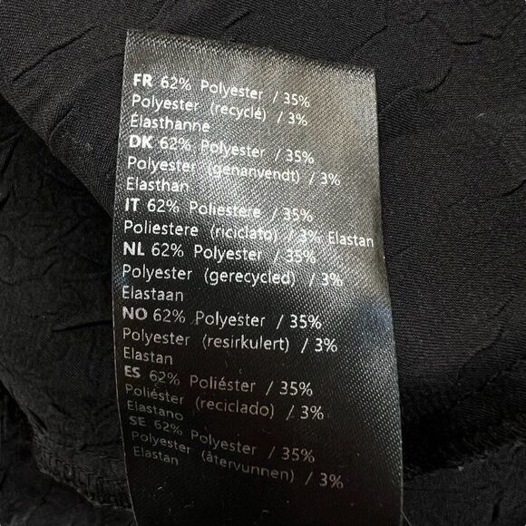 Samsoe Samsoe Ivana Black Crepe Textured Long-Sleeve Collared Midi Dress Size L - Picture 9 of 11